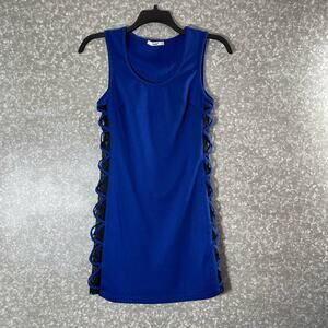 Papaya Womens Bright Blue Lace Cage Side Bodycon Dress - Size Small - Streetwear